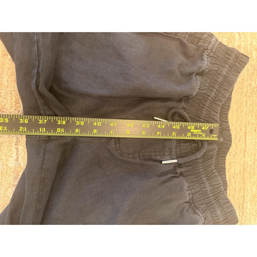 Quince Pants Womens Small Black Linen Cropped Wide Leg Drawstring Pull On - Picture 14 of 16